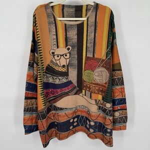 Oversized Soft Bear Sweater Fuzzy Comfy Cozy Wool Indie Boho Art Novelty Graphic